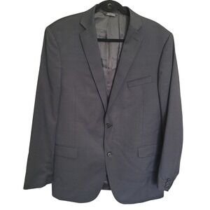 Saks Fifth Avenue Trim Fit Wool‎ Blend Suit Jacket Blazer Mens 44L Charcoal Gray